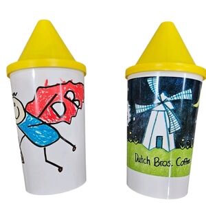 Dutch Bros Kids Collectibles Plastic Dixie Cups With Lids Collectible Lot Of 2
